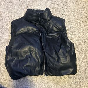 Forever 21 Black Faux Leather Puffer Vest